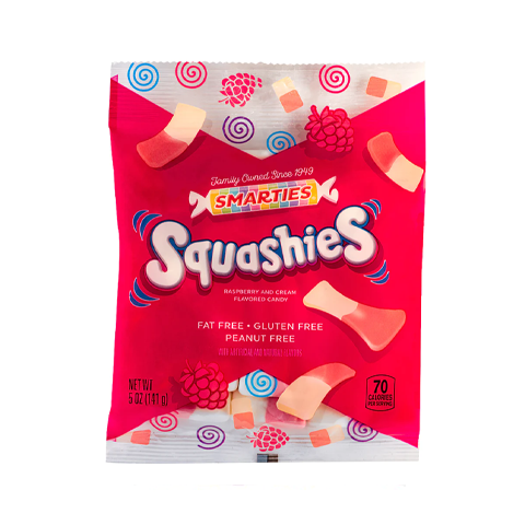 Smarties Squashies Raspberry and Cream Flavored Gummy Candy