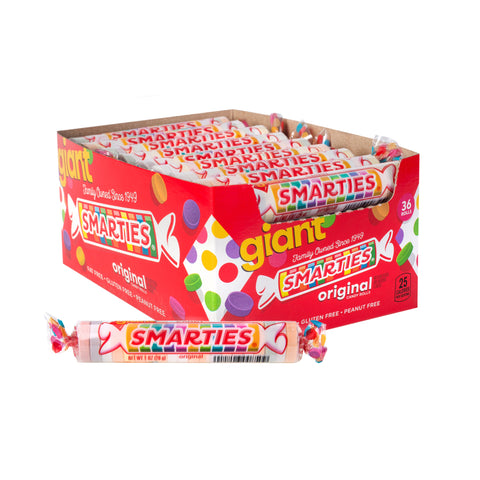Giant Smarties<sup>®</sup> <span>in a box, 36 rolls per box, case of 16 boxes</span>